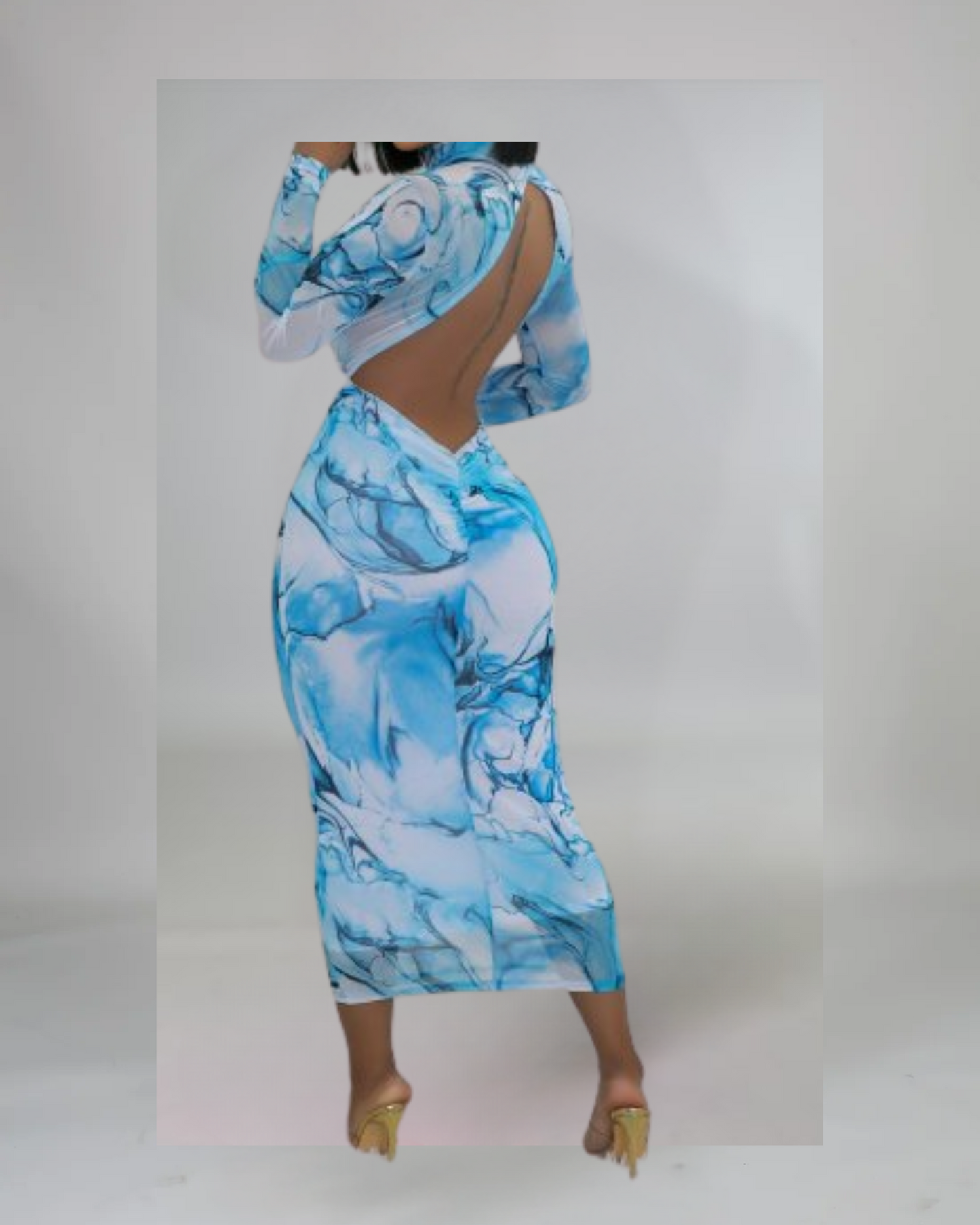 Azure Marble Midi Dress